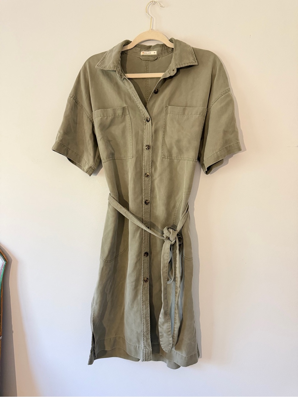 Marine Layer Renata Olive Utility Shirt Dress with Tie Belt